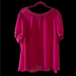 Pink Torrid Chiffon Polka Dot Sheer Blouse Size 2